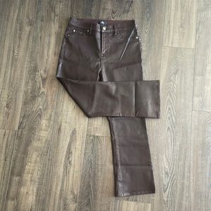 7 for all mankind cropped stretchy brown faux leather pants size 29